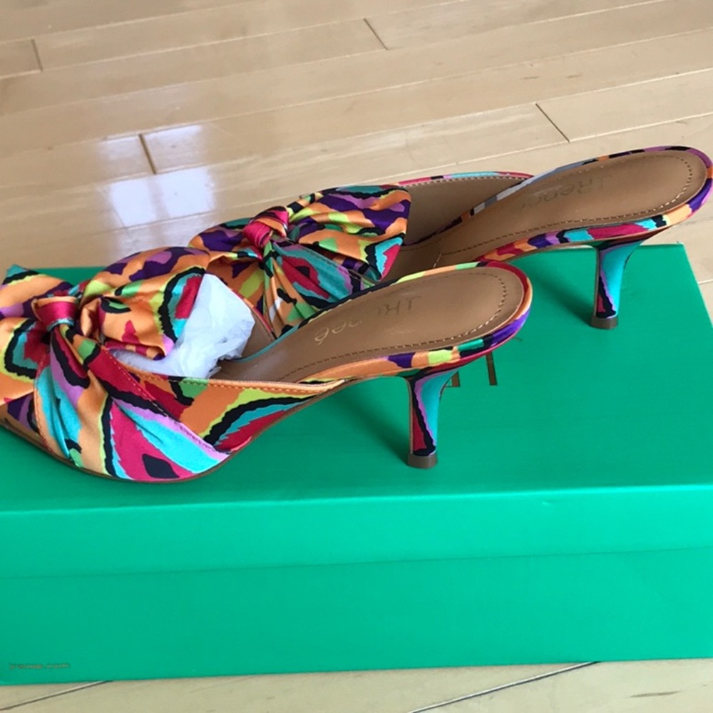 NWT J. Renee colorful fabric mules heel shoes - in box - 7M - Picture 3 of 7